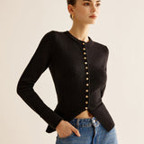 Düğmeli Yırtmaçlı İnce Hırka