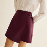 Burgundy Wrap Mini Skirt