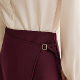 Burgundy Wrap Mini Skirt