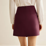 Burgundy Wrap Mini Skirt