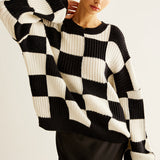 Renk Bloklu Dama Tahtası Kazak