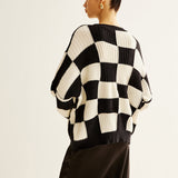 Renk Bloklu Dama Tahtası Kazak