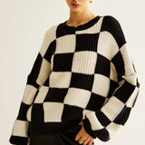 Renk Bloklu Dama Tahtası Kazak