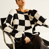 Renk Bloklu Dama Tahtası Kazak