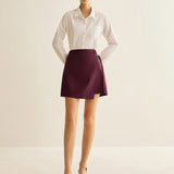 Burgundy Wrap Mini Skirt