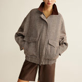 Herringbone Elegance Oversize Ceket