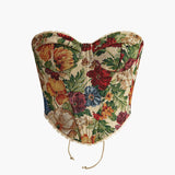 Çiçek Desenli Straplez Korset