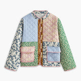 Renkli Baskılı Düğmeli Kış Ceketı