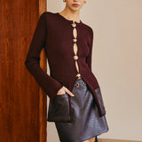 Metal Düğmeli Skinny Örgü Üst