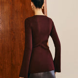 Metal Düğmeli Skinny Örgü Üst