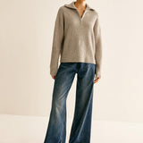 Gri Örgü Detaylı Rahat İkili Takım