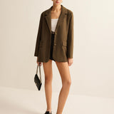 Haki Renk Oversize Blazer Ceket