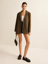 Haki Renk Oversize Blazer Ceket