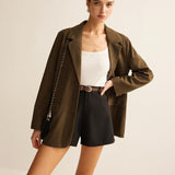 Haki Renk Oversize Blazer Ceket