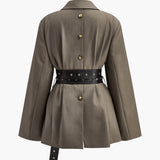 Kemerli Retro Düğmeli Blazer