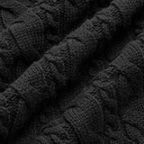 Siyah Örgü Desenli Metal Detaylı Kazak