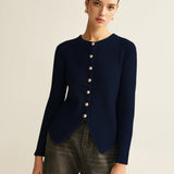 Düğmeli Açık Yırtmaçlı Triko Hırka