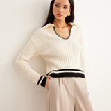 İşlemeli Kontrast Süslemeli Rahat Kazak