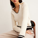 İşlemeli Kontrast Süslemeli Rahat Kazak