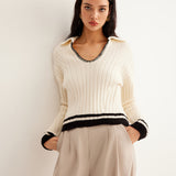 İşlemeli Kontrast Süslemeli Rahat Kazak