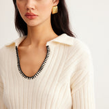 İşlemeli Kontrast Süslemeli Rahat Kazak