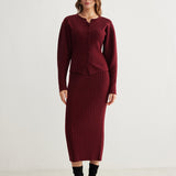 Nervürlü Düğmeli Yırtmaçlı Kazak