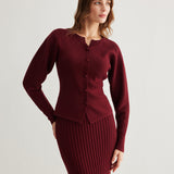 Nervürlü Düğmeli Yırtmaçlı Kazak