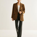 Haki Kadife Oversize Blazer Ceket