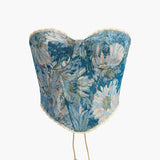 Çiçek Desenli Straplez Korset