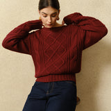 Günlük Bisiklet Yaka Kablo Örgü Üst