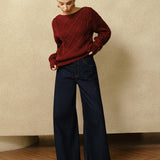 Günlük Bisiklet Yaka Kablo Örgü Üst