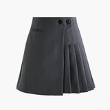 Düğme Fermuarlı Pileli Etek