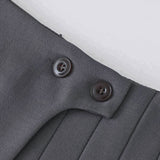 Düğme Fermuarlı Pileli Etek