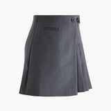 Düğme Fermuarlı Pileli Etek