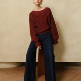 Günlük Bisiklet Yaka Kablo Örgü Üst