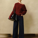 Günlük Bisiklet Yaka Kablo Örgü Üst