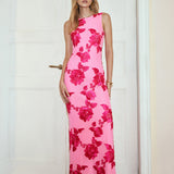 Jakarlı Çiçek Maxi Elbise