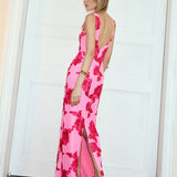 Jakarlı Çiçek Maxi Elbise