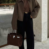 Düz Fermuarlı Tweed Ceket