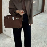 Düz Fermuarlı Tweed Ceket