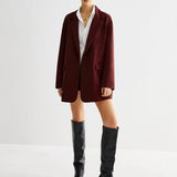 Bordo Oversize Blazer Ceket