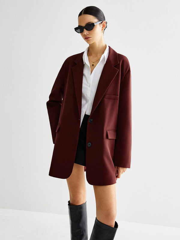 Bordo Oversize Blazer Ceket