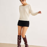 Düz Düğümlü Tasarım Örgü Üst