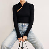 Siyah Asimetrik Kesim Triko Bluz