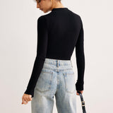 Siyah Asimetrik Kesim Triko Bluz