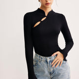 Siyah Asimetrik Kesim Triko Bluz