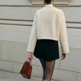 Elegance Ekru Kısa Kaban