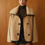 Bej Peluş Oversize Kaban