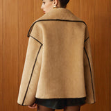 Bej Peluş Oversize Kaban