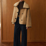 Bej Peluş Oversize Kaban